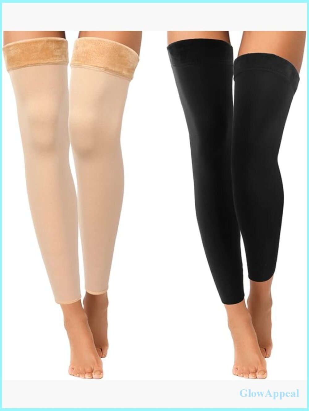 Fleece Lined Over Knee Leg Warmers 2 Pairs Winter Socks